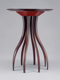 Mahogany Table with Red Detail
